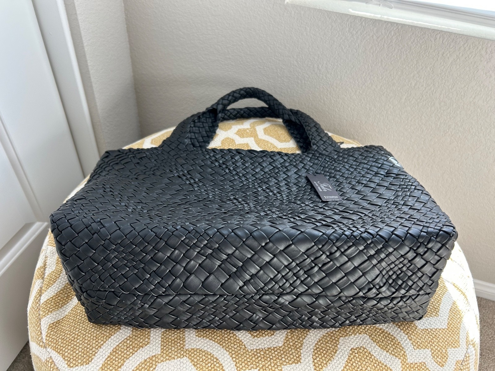 FALOR Firenze Woven Leather Large Hand Made Tote Bag w/ built in Pouch NWT