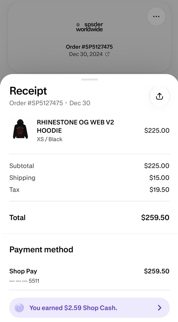 AUTHENTIC Sp5der Rhinestone OG Web V2 Black