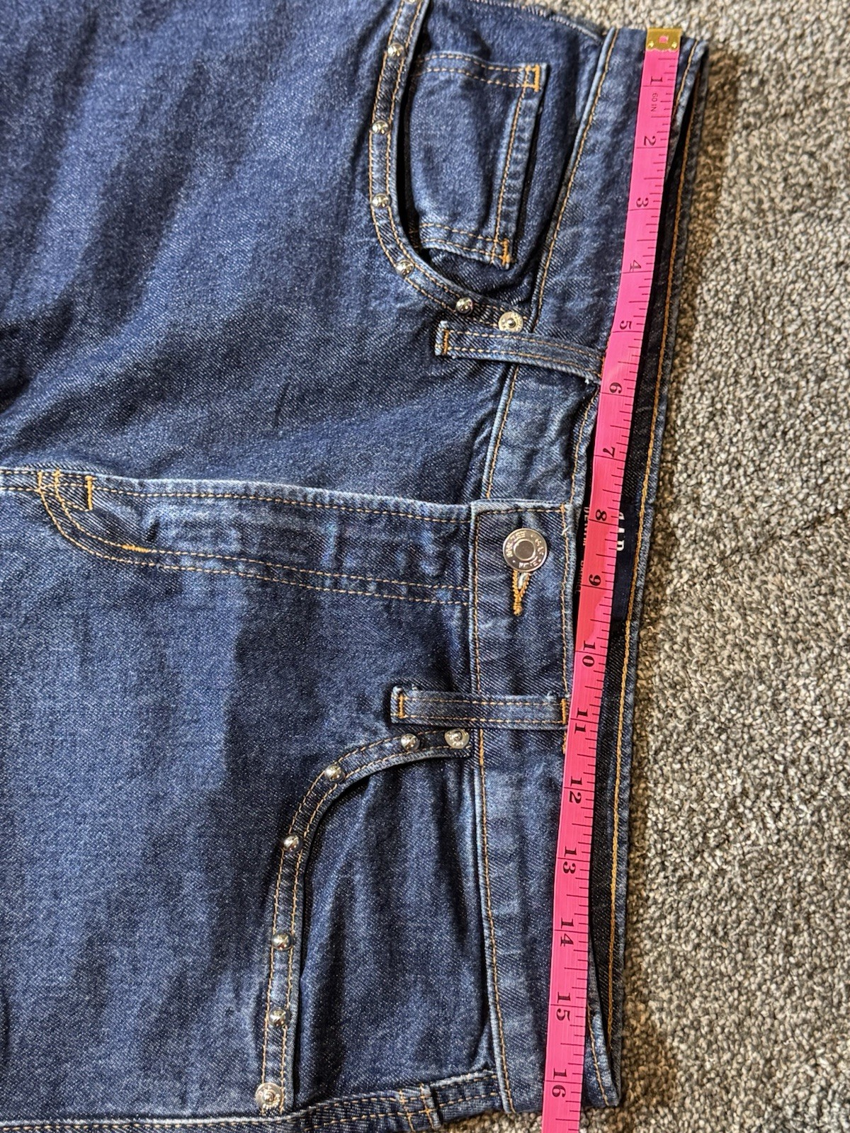 Gap Barrel High Rise Studded Relaxed Tapered Jeans Womens 29 Blue Med Wash Denim