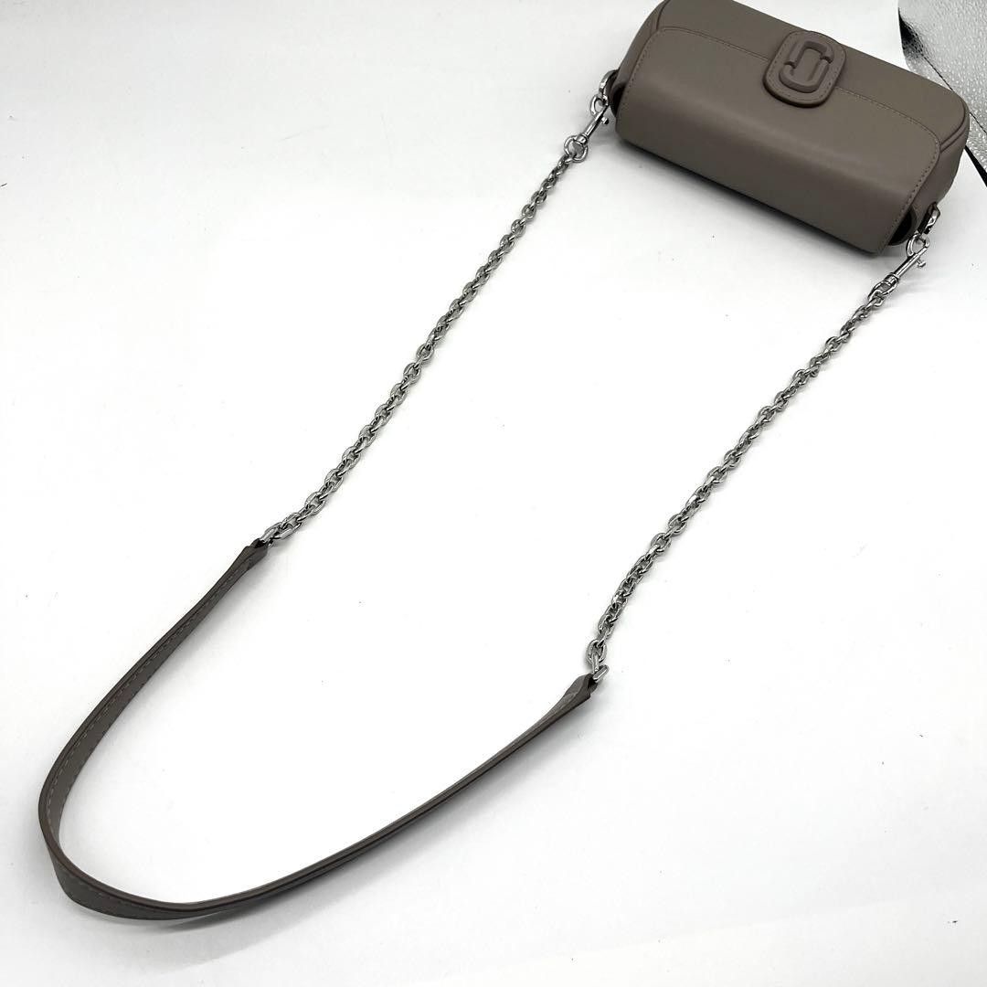 MARC JACOBS The Clover Chain Leather Shoulder Bag Greige Compact 22cm Authentic