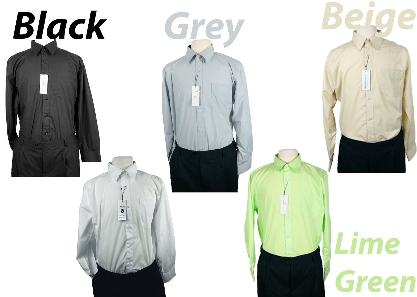 Big and Tall Dress Shirts – Solid Long Sleeve Button Down Shirt – 3X 4X 5X 6X