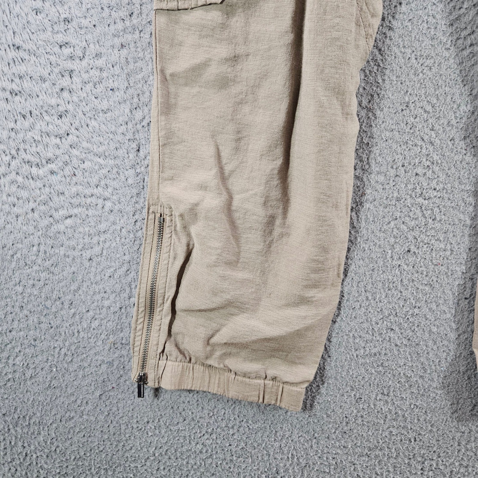 BCBGMAXAZRIA Womens Khaki Tan Cargo Pants Elastic Waist Ankle Zip Cropped XS