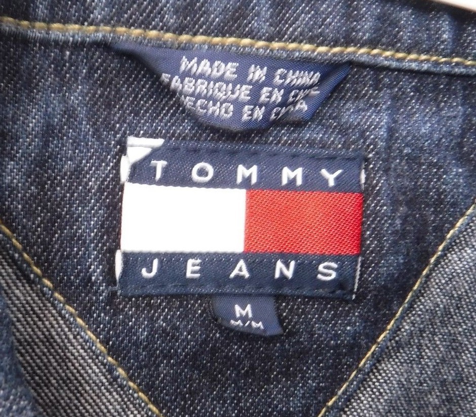 VINTAGE~TOMMY HILFIGER~Jean Jacket~Custom~PEACE HAND SIGN~Girls M~Hippie Art!