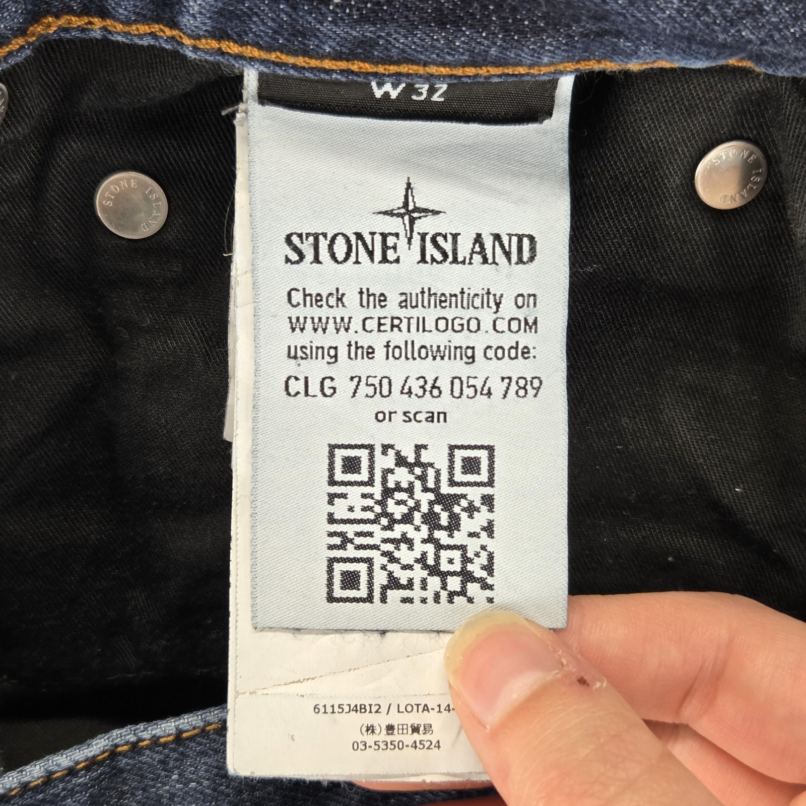 Stone Island Jeans Mens Blue RE-T Medium Wash Slim Button Fly Fits 32×32