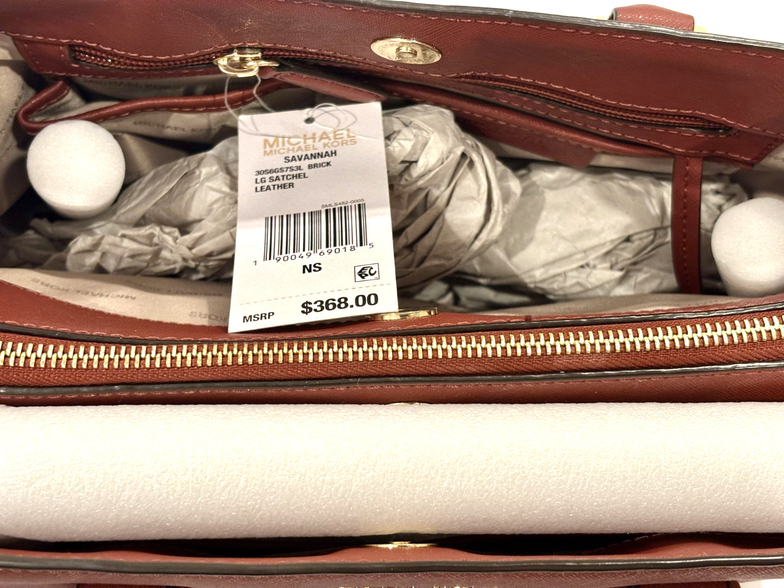 New Michael Kors Savannah Saffiano Leather Large Satchel – Brick – Authentic