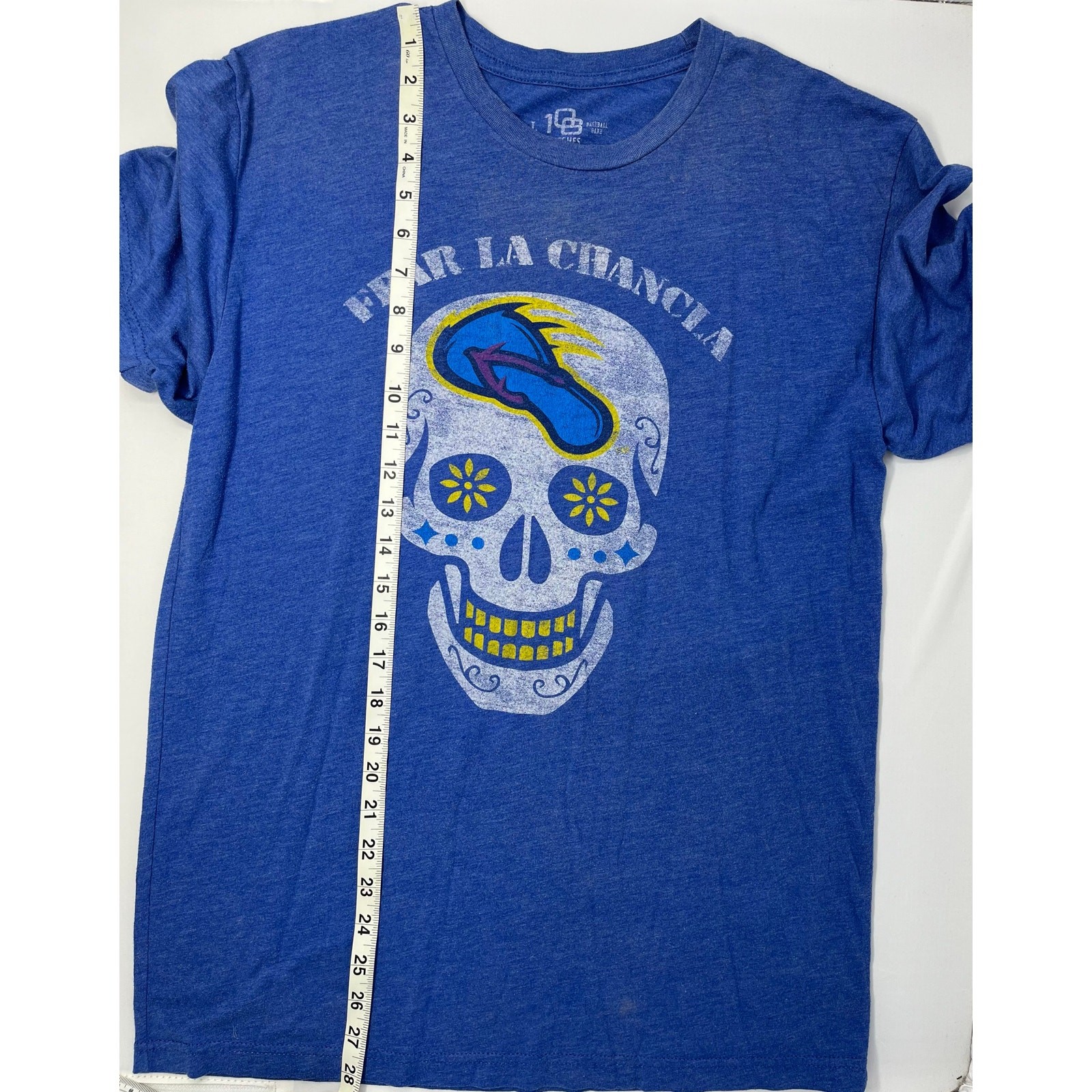 108 Stitches Skull Fear La Chancla Mens Tshirt soft cotton PreOwned light stains