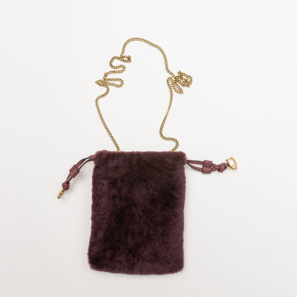 COACH Shearling Drawstring Pouch Sangria (Pre-owned/as pictured)