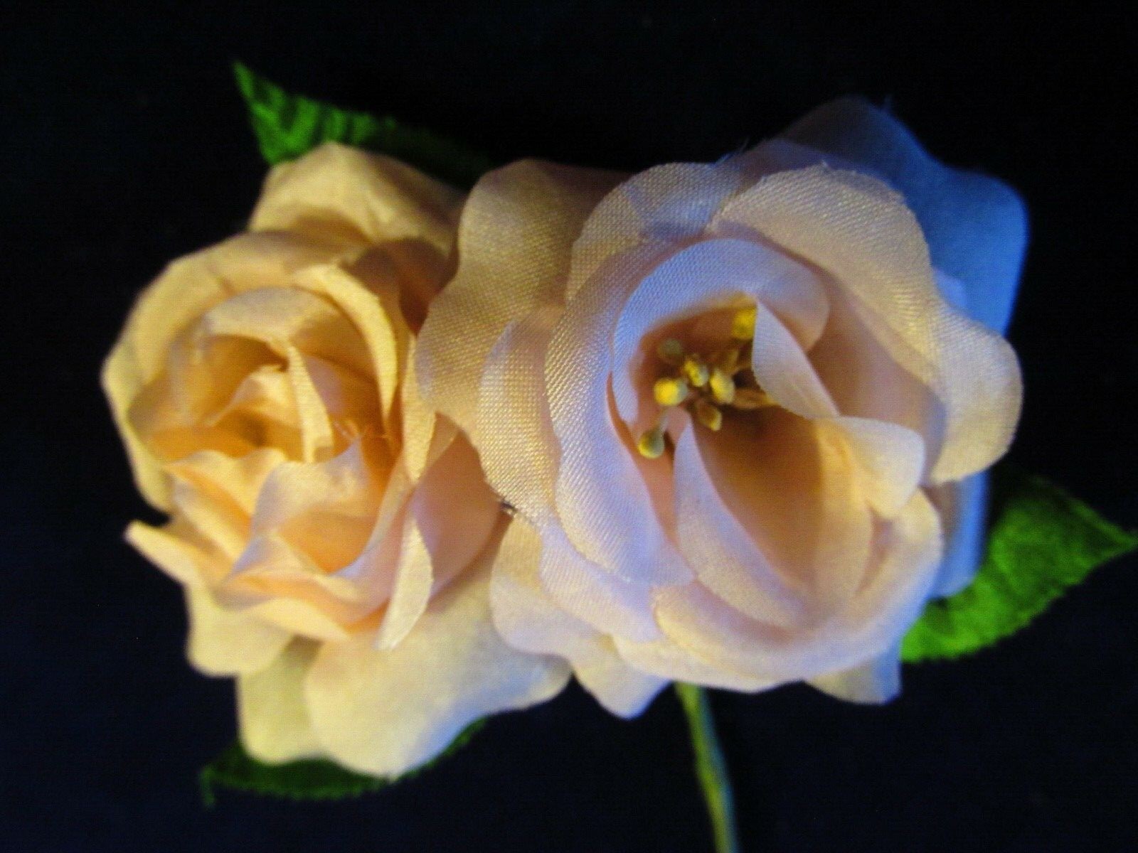 Vintage Millinery Flower 2″ Rose 2 Pair True Silk pale Pink Champagne KW5 A