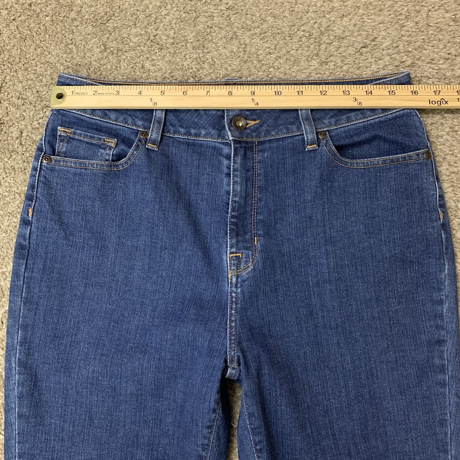 LL Bean Jeans Womens 12 Reg Dark Wash Classic Fit Boot Cut Leg High Rise Stretch
