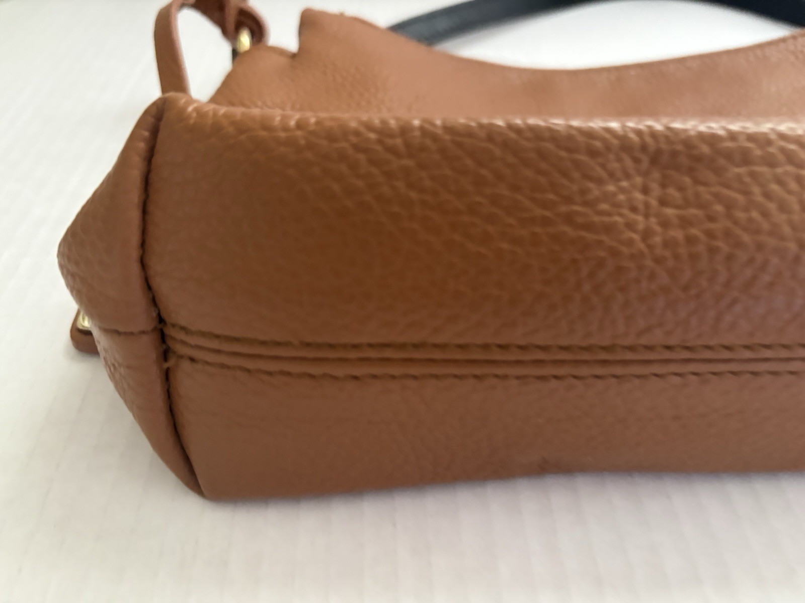 Valentina Italia Brown Leather Shoulder Bag Dark Brown Strap and Gold Hardware.