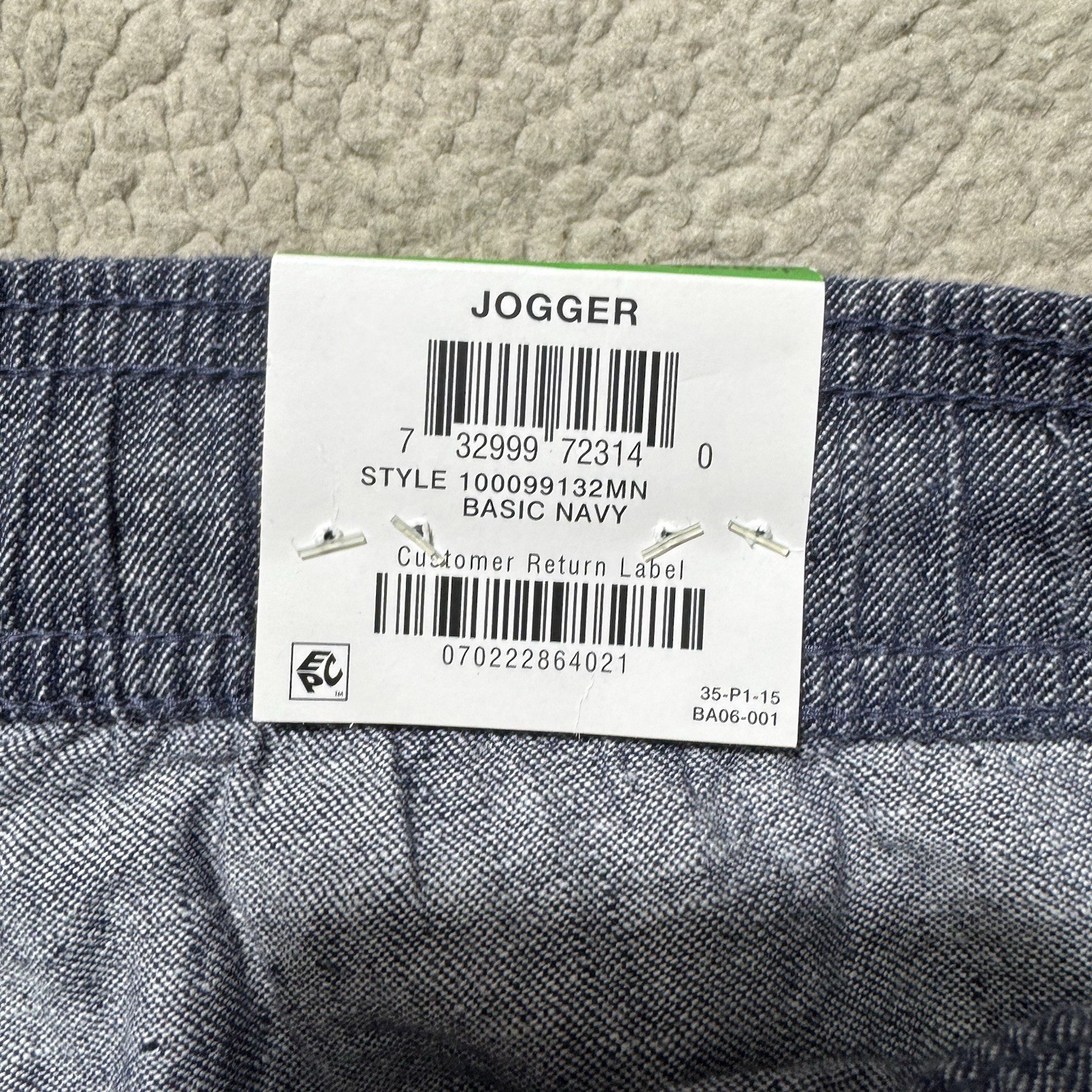 Sun + Stone Pants Mens Large Linen Joggers Basic Navy Stretch Drawstring 34×26.5
