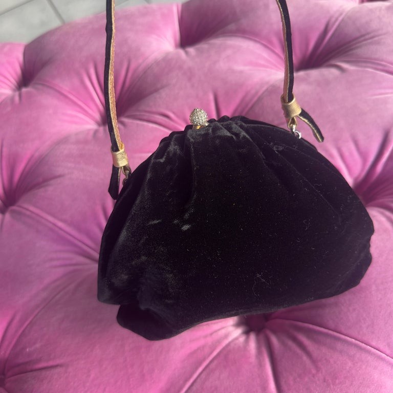 Dolce & Gabbana Black Velvet Evening Bag with Jewelry Closure, 1990s