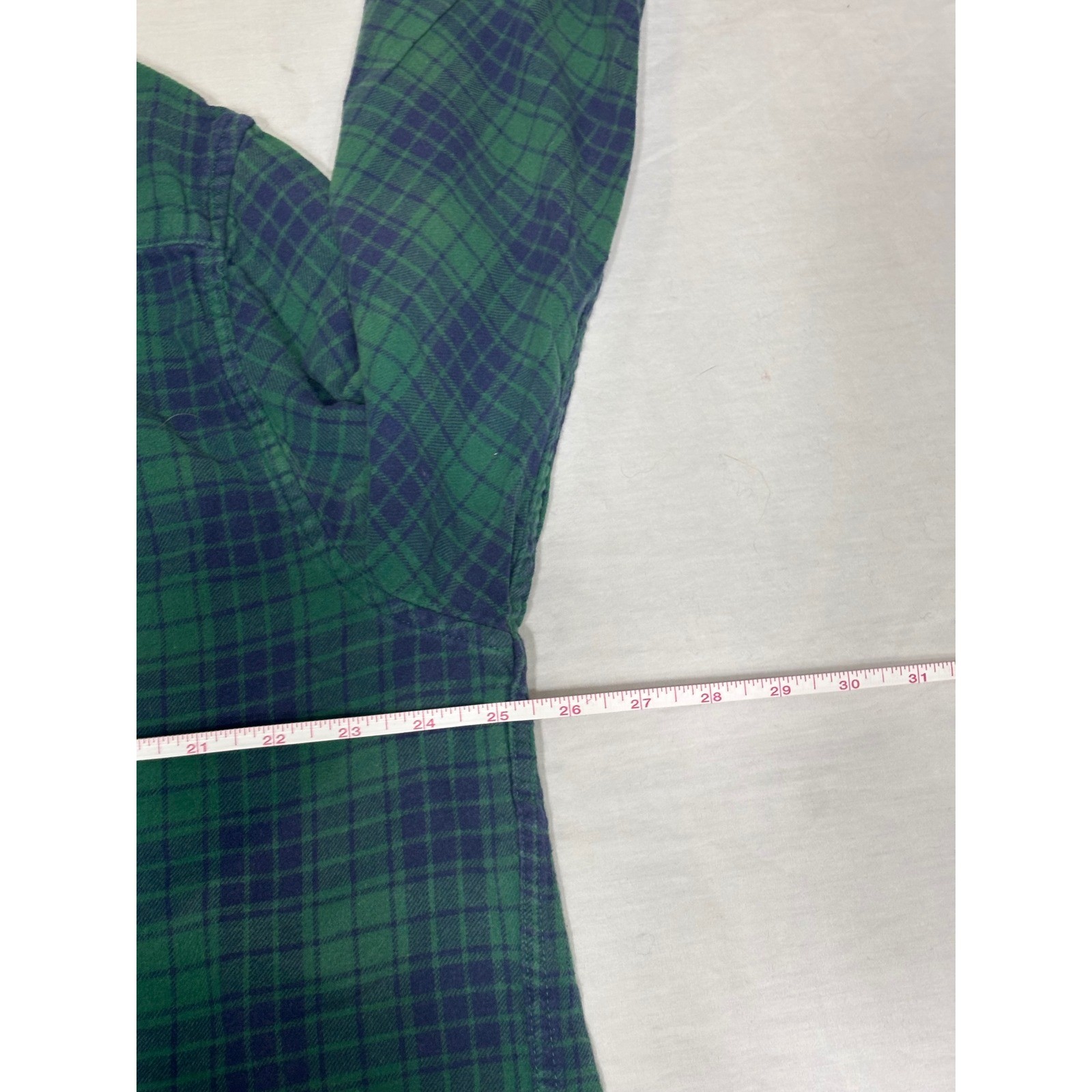 Chaps Mens XXL Brushed Flannel Shirt Green Navy Blue Plaid Long Sleeve Cotton