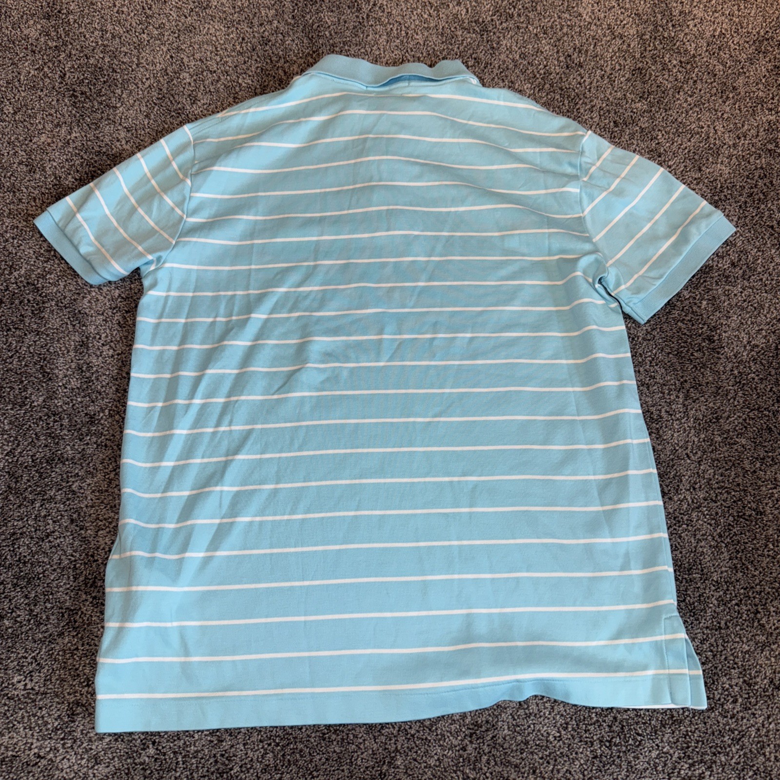 Ralph Lauren Turquoise And White Striped Polo Shirt Red Pony Slim Medium- Clean