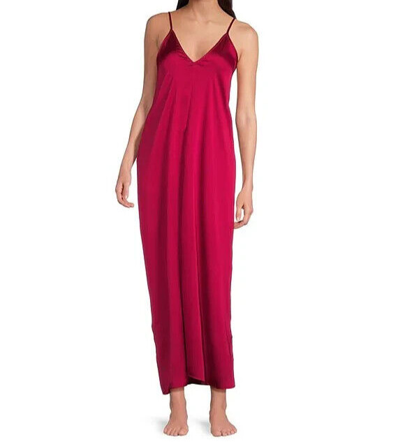 NWT Van Winkle PINK DAISIES FLORAL SILKY Maxi Chemise/Lounge Gown S POCKETS