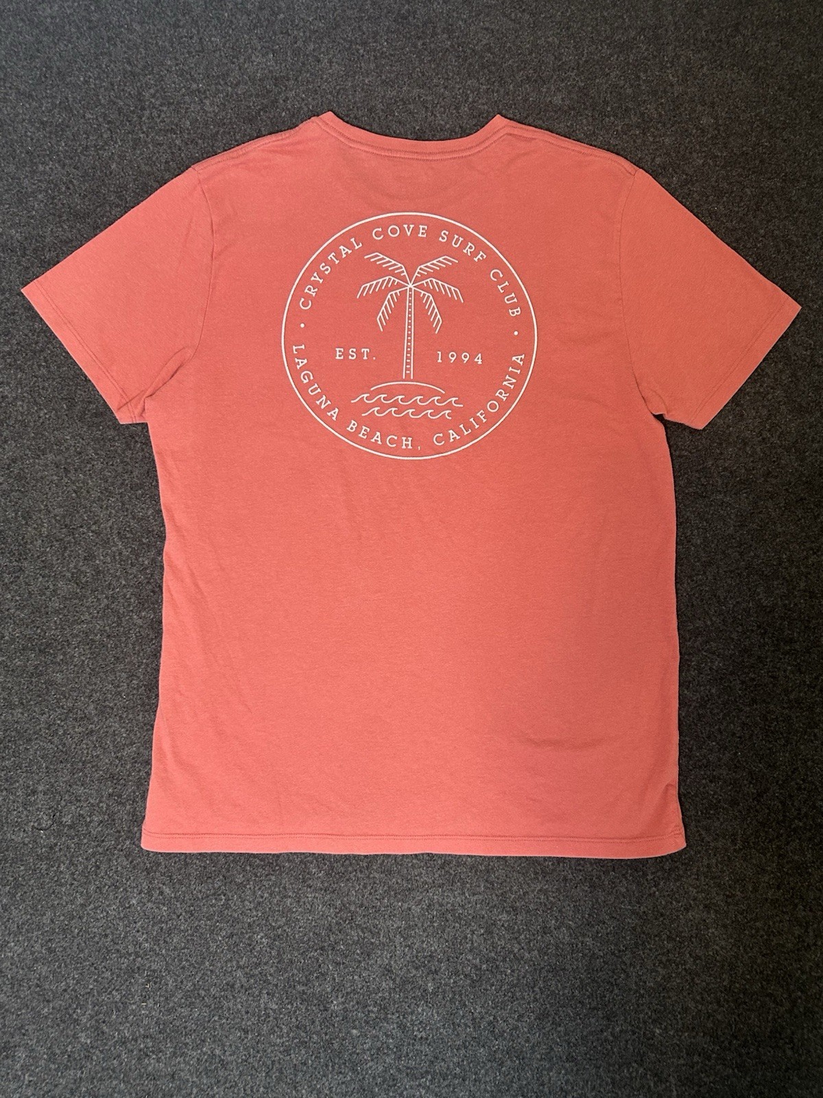 Old Navy Laguna Beach California Faded Coral Pink Graphic Crew Neck Tee Size L