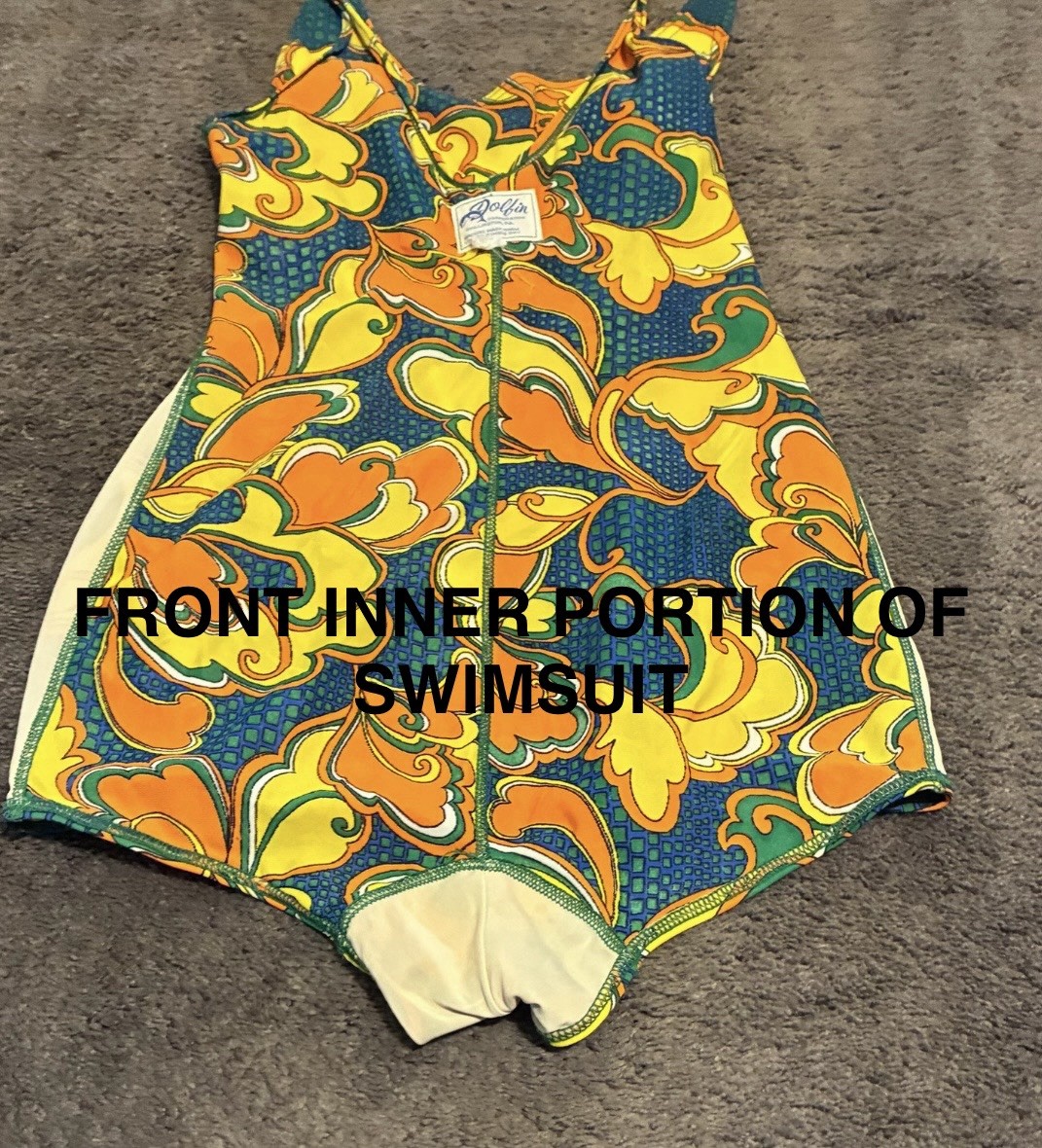 Vintage 1960’s Dolfin Corp. Bathing Suit Swimsuit Romper Mod Paisley Swirl SZ S