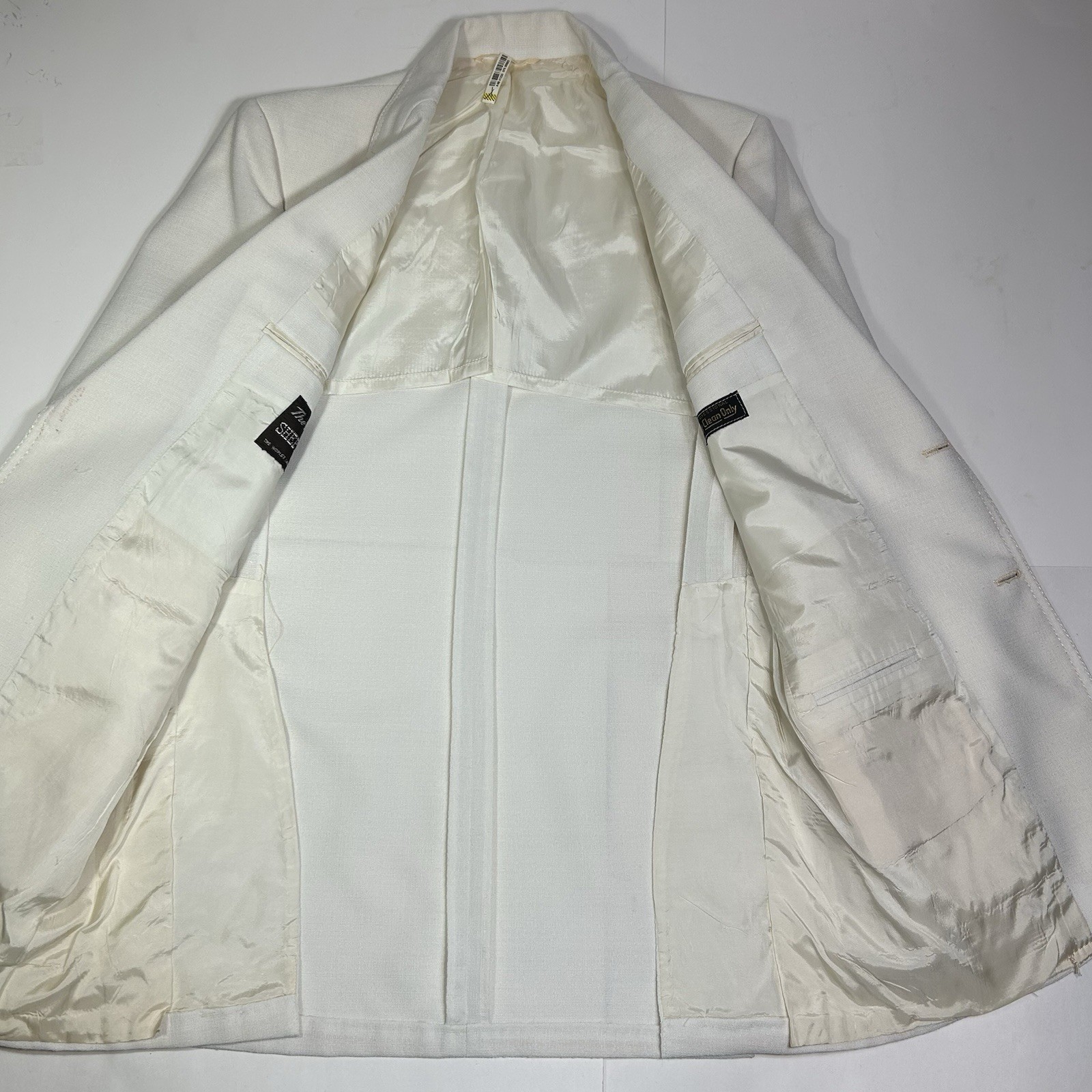 Vtg Sheplers The Plainsman Western Blazer Jacket Men White Cowboy Sz 42R Flaw