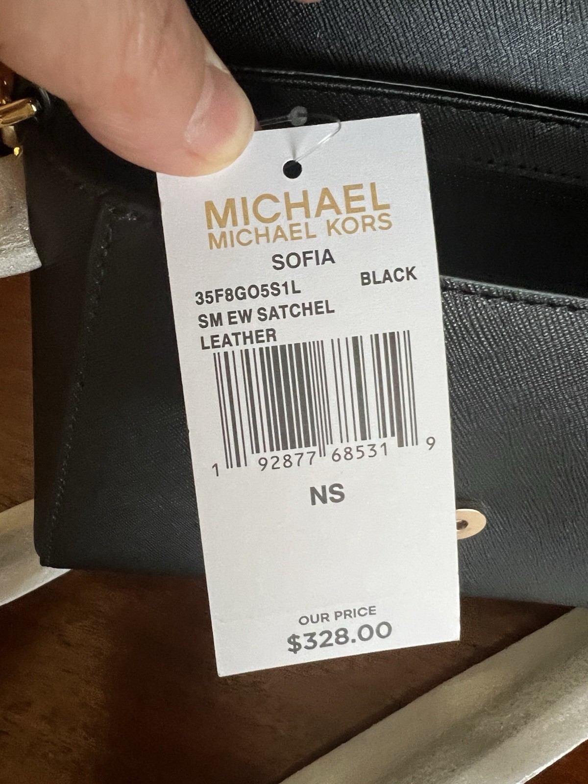 Michael Kors Sofia Small East West Satchel Crossbody Leather Bag Black
