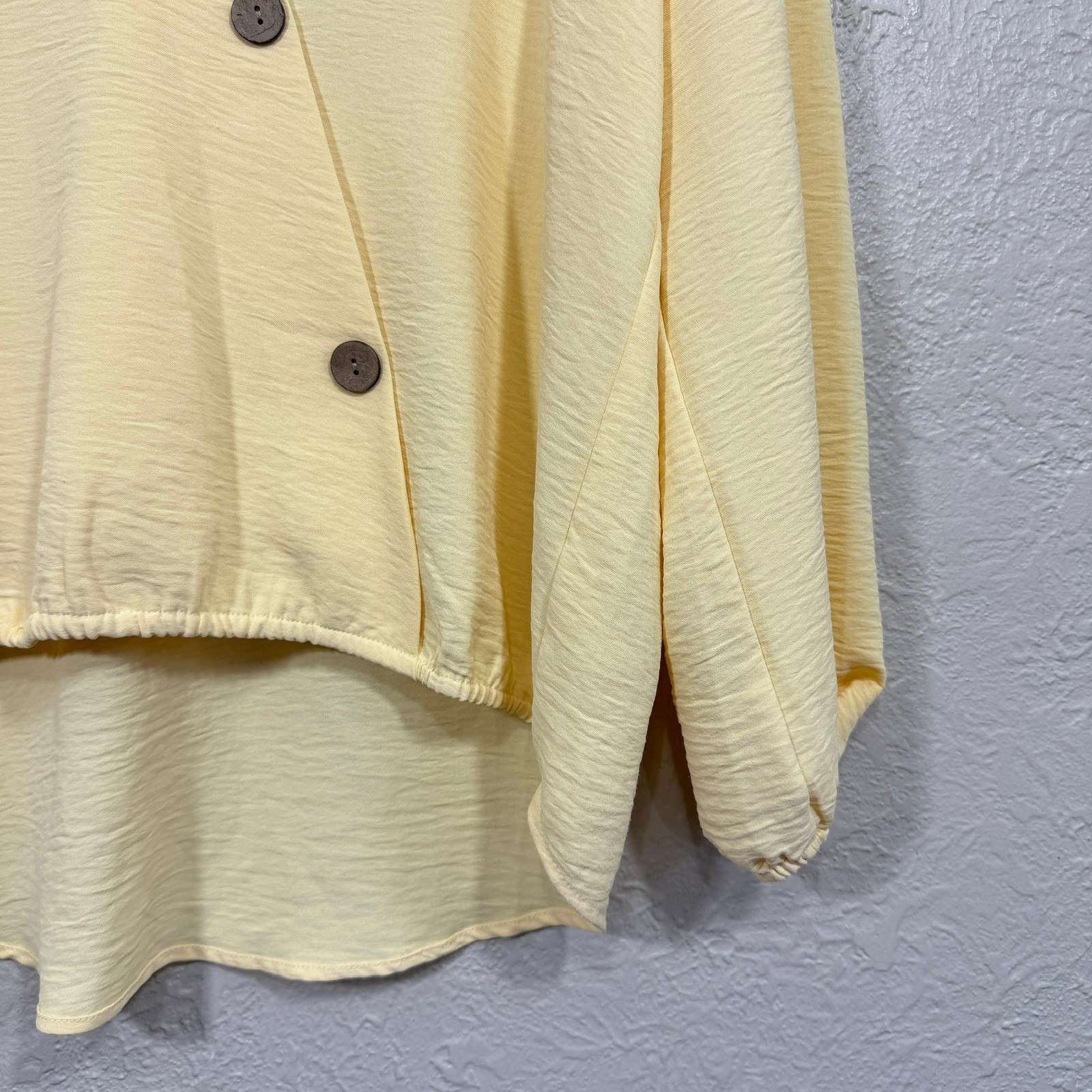 Butter Yellow Blouse Medium Gauzy High Low Old Money Quiet Luxury Coastal Preppy