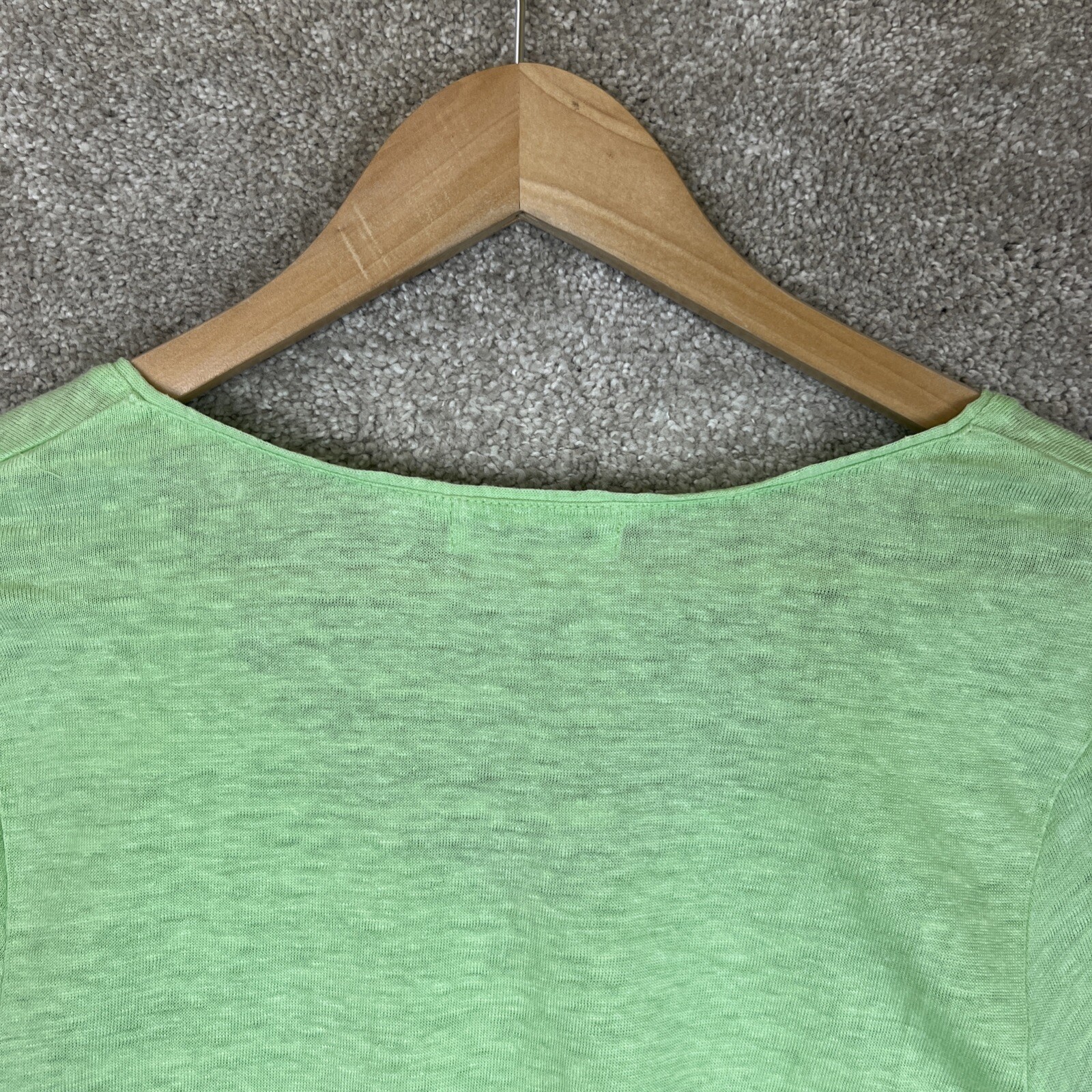Habitat Tunic Womens Small Green Linen 3/4 Sleeve Pullover Stretch- 1785*