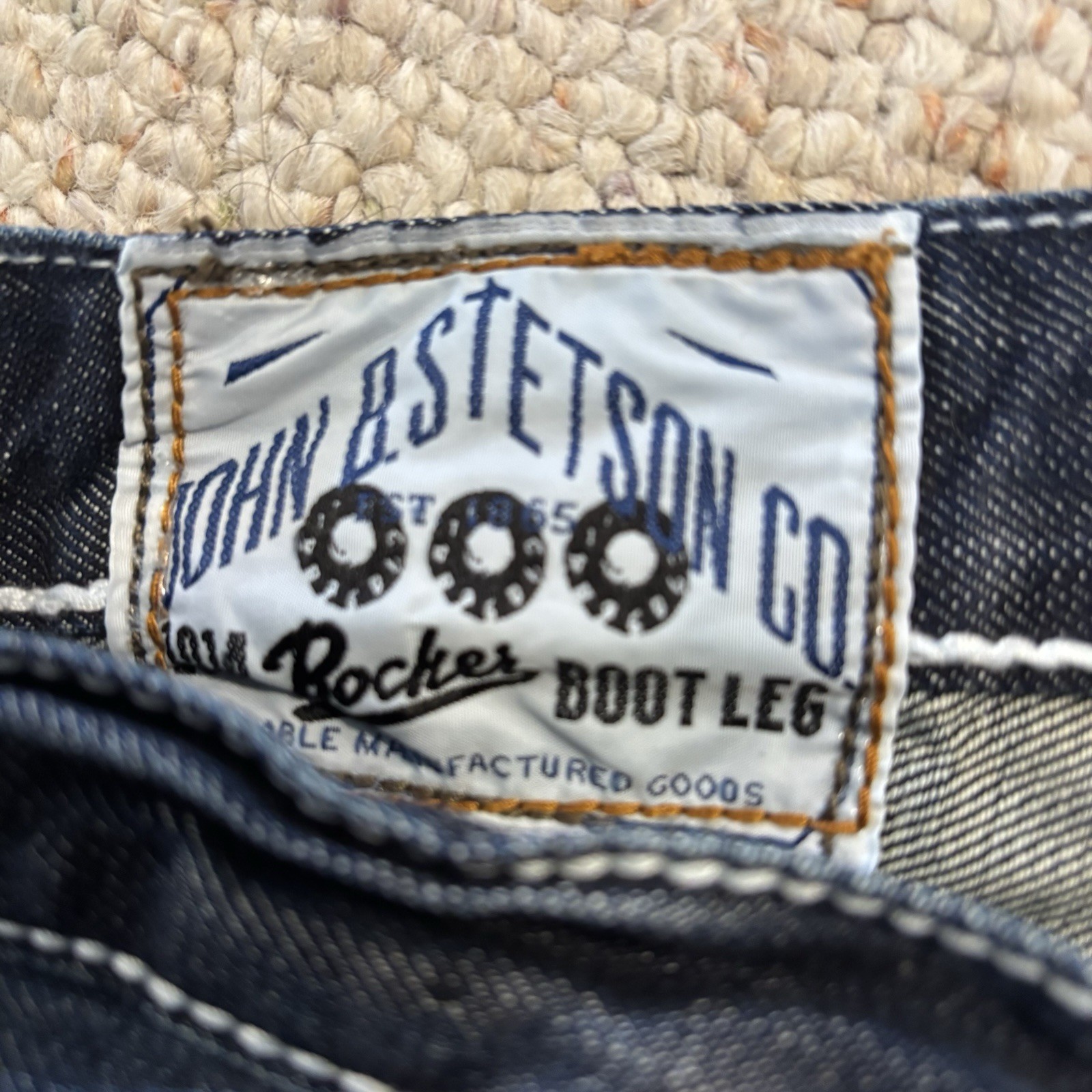 John B. Stetson Co. Men’s 1014 Rocker Boot Cut Western Blue Jeans Size 35X34