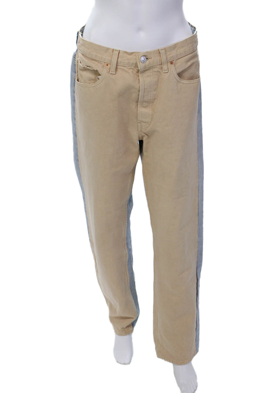 Levis Womens Cotton Straight Leg Zip Fly Colorblock Denim Jeans Blue Size 36