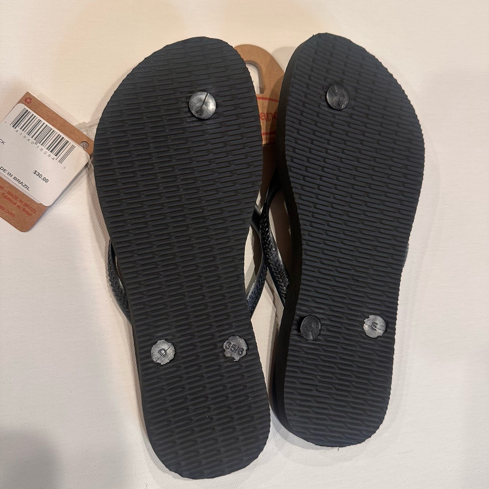 Havaianas Slim Black Flip Flops Women’s Size 6 New With Tags Brazil Sandals