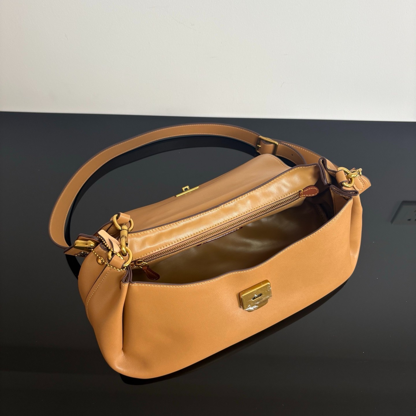 COACH Slouchy Rogue Top Handle Bag CCC39 Honey Brown