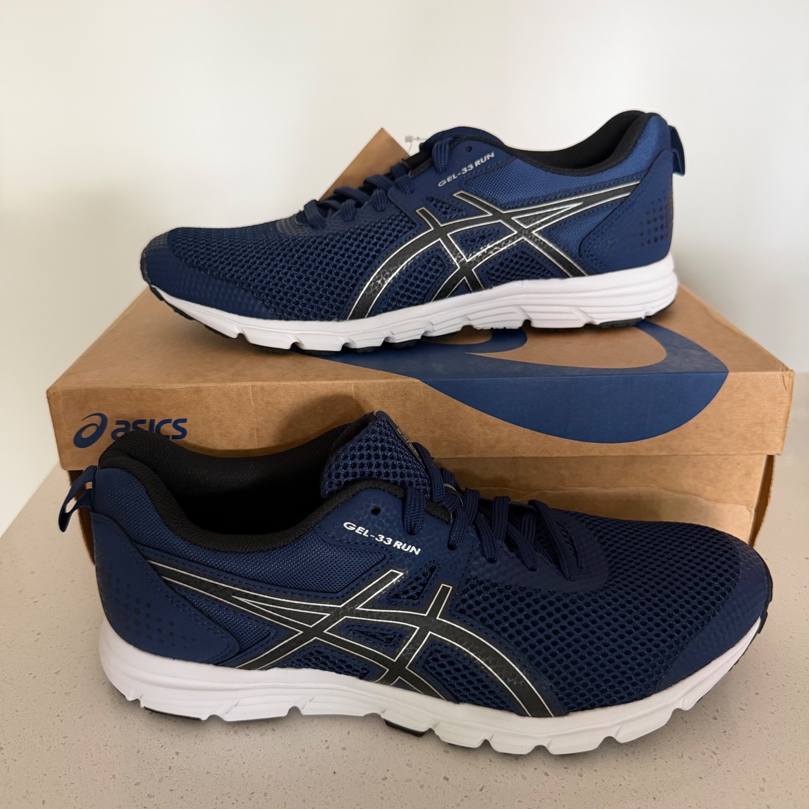 Asics Gel-33 Run Mens Running Shoes Blue Expanse Black 1011B438-402 Size 9 NEW