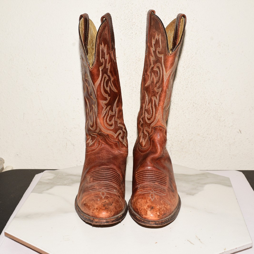 J Chisholm Leather Boot Western Brown Men US 10.5 D