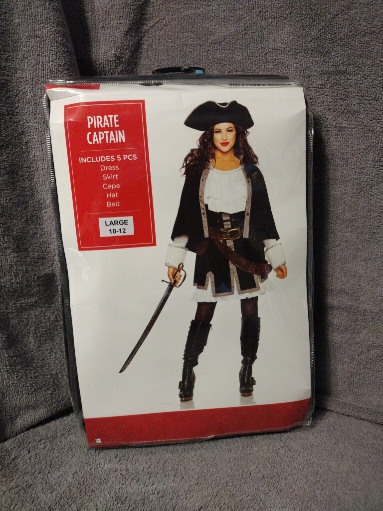 Pirate Costume Female Captain Deluxe Halloween Women’s Large 10-12 Cosplay New