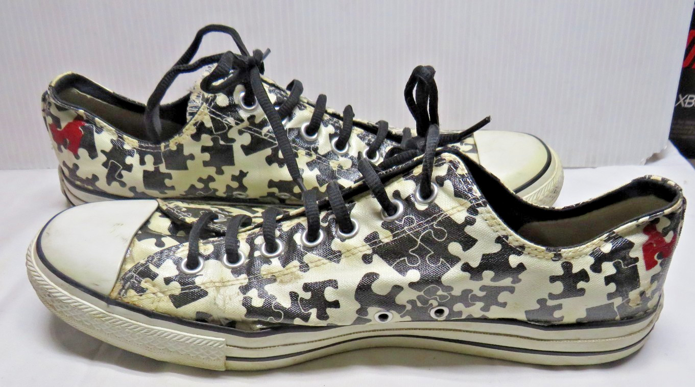 CONVERSE Black White ALL STAR puzzle pieces Sneakers Shoes men’s Size 13