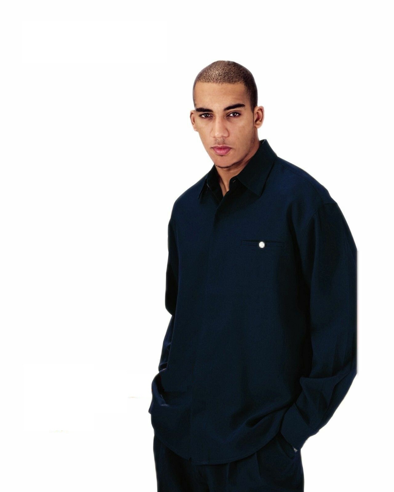 Men’s 2pc Walking Suit Long Sleeve Casual Shirt & Pants Set Solid Color