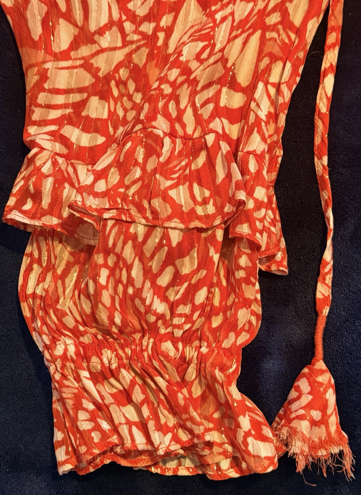 Ramy Brook Women’s Size Small Red Butterfly Wings 3/4 Length-Sleeve Blouse