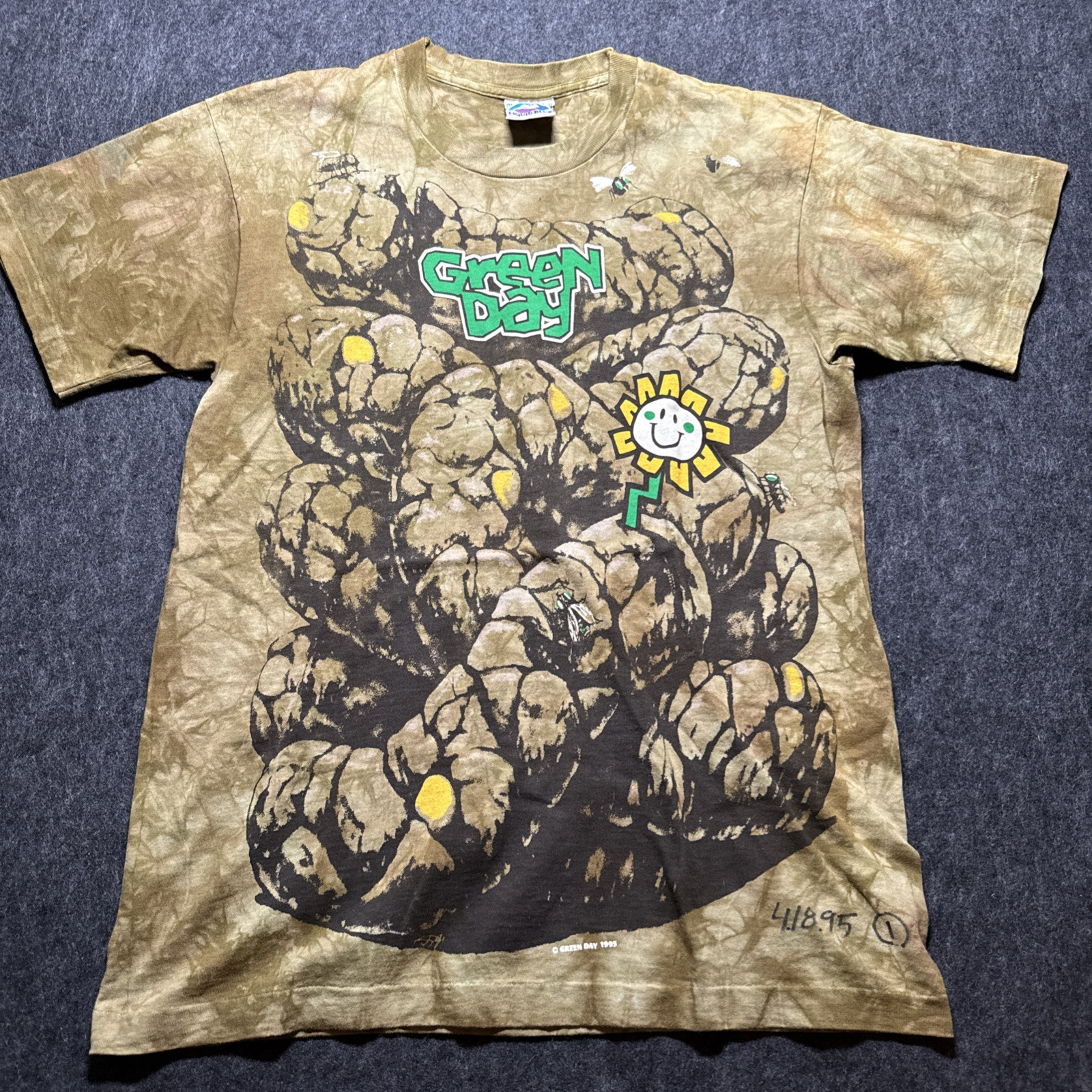Vtg Green Day Dookie SAMPLE Tie Dye Tee Mens L Test Print Liquid Blue GRAIL 90s