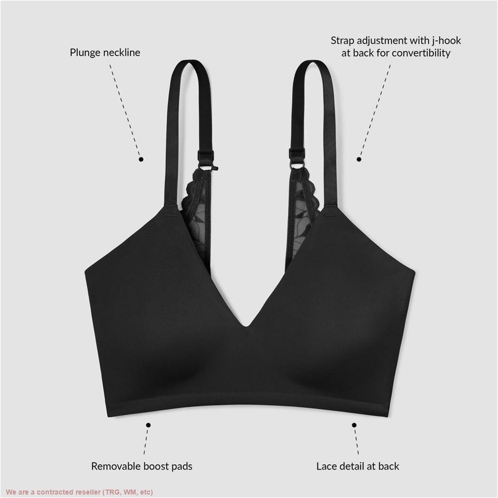 True & Co. Women’s Everybody Boost Plunge Bra – Black L *SEE DEAL!!!*