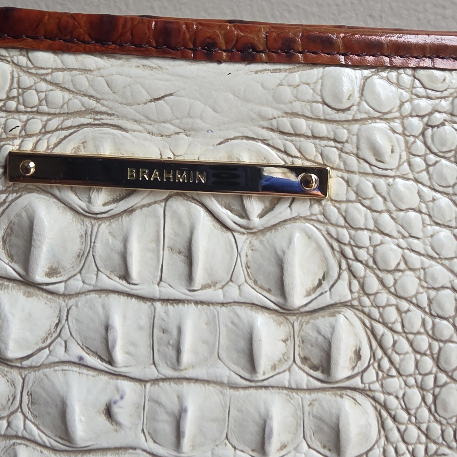 Brahmin Medium Asher Tote Coconut Soraya Melbourne Leather Rare Crocodile White
