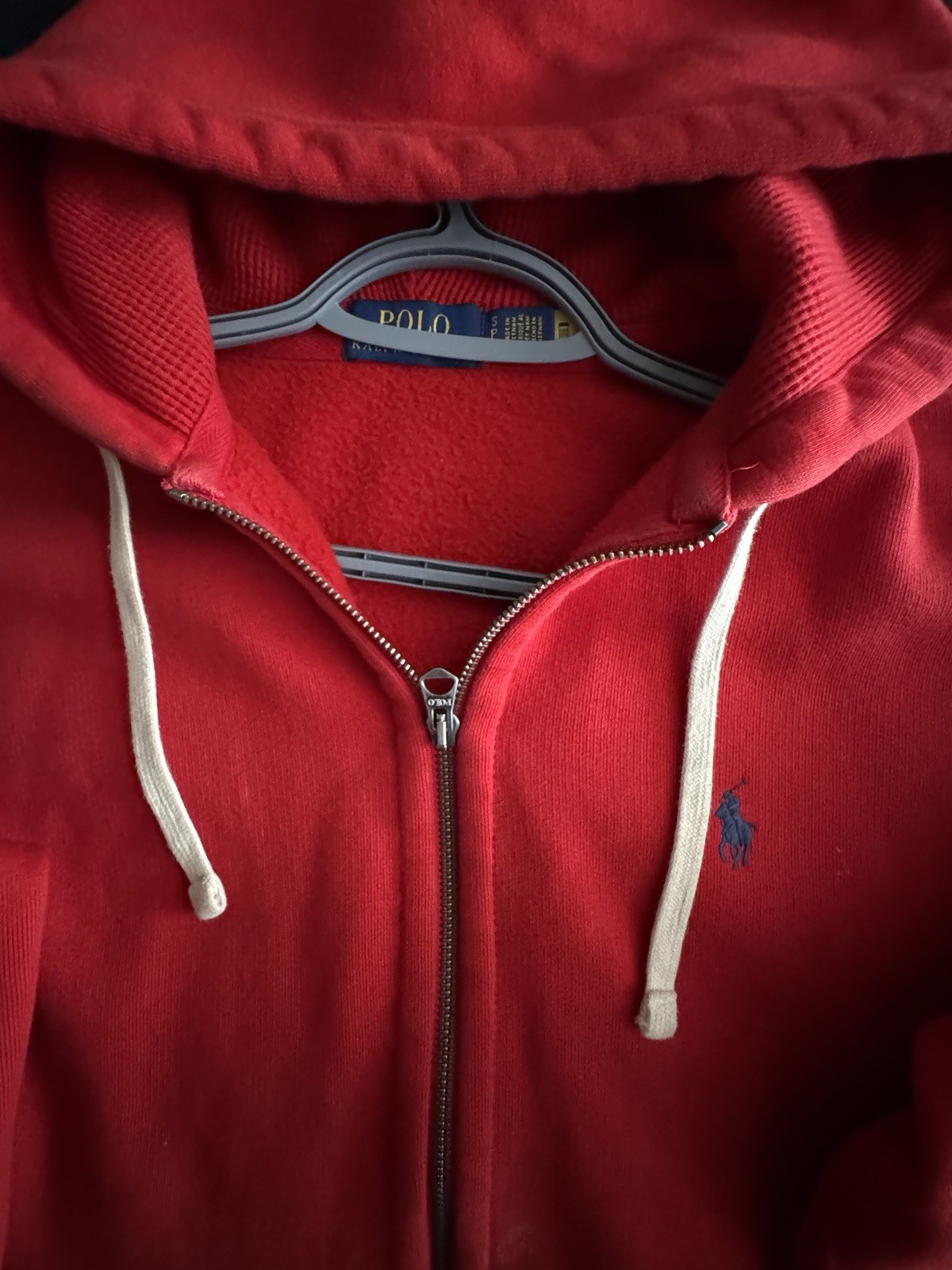 Polo Ralph Lauren Red Full Zip Hooded Fleece Hoodie w/ Pockets Size S