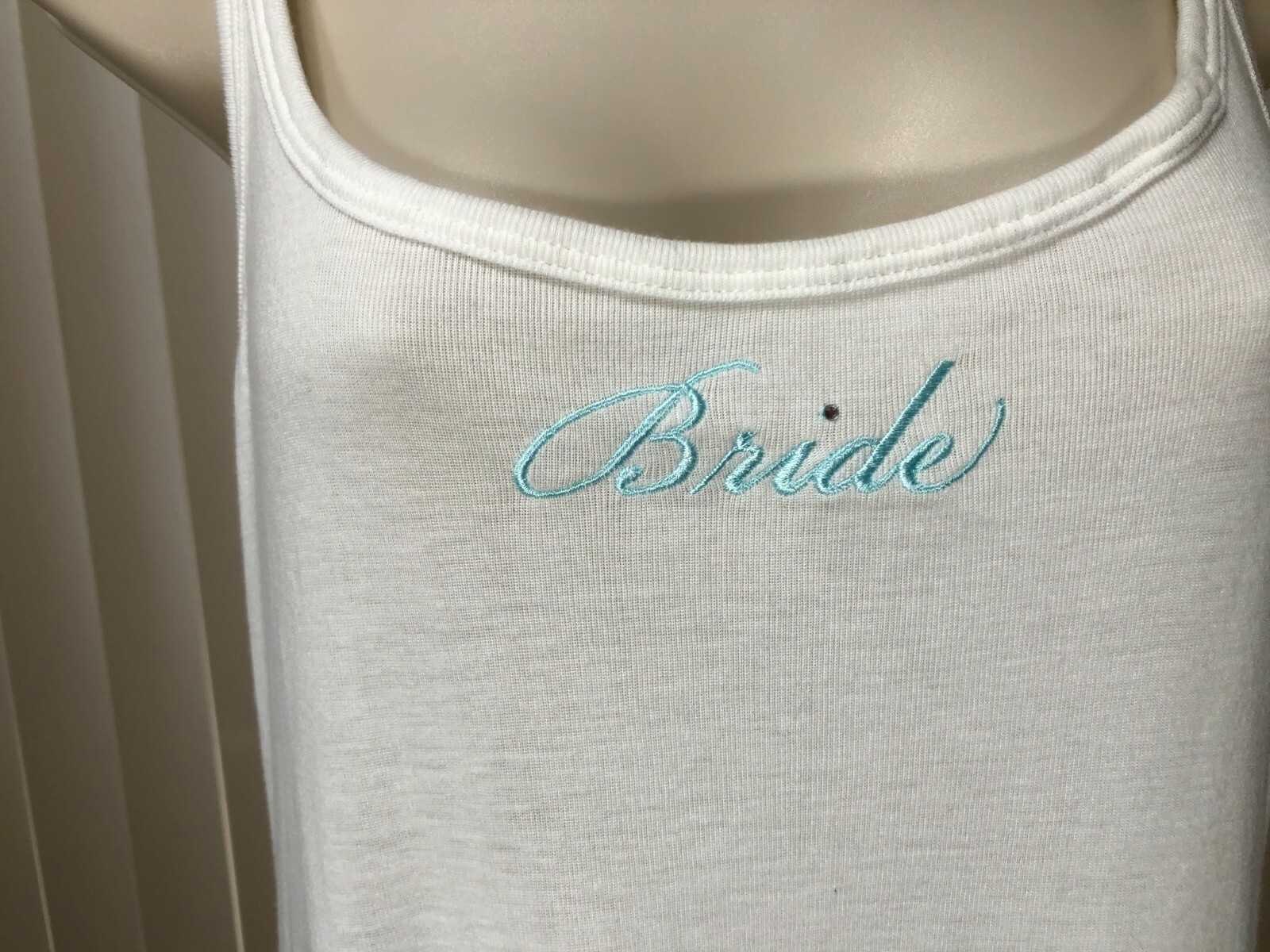 Linea Donatella Bride Racerback Pajama Top S Lace Tank PJs Embroidered White