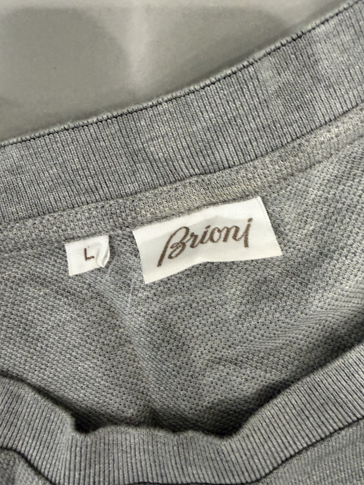 BRIONI MENS GRAY POLO T-SHIRT SIZE L