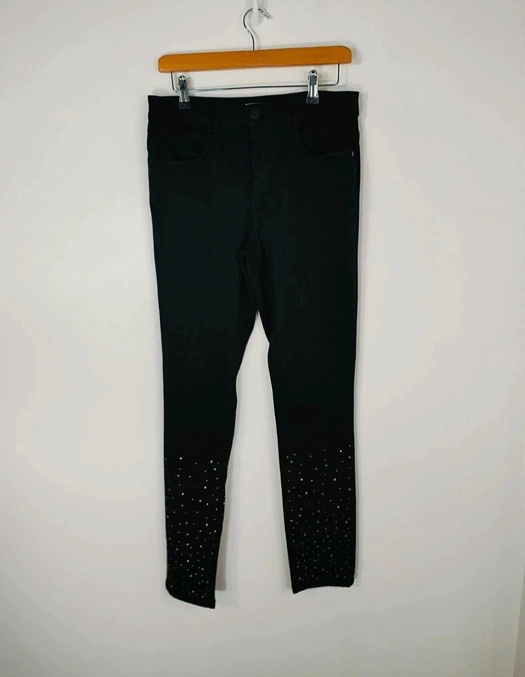 Phase Eight 12 Jeans Black Skinny Diamonte Embellished Gems Womens Party