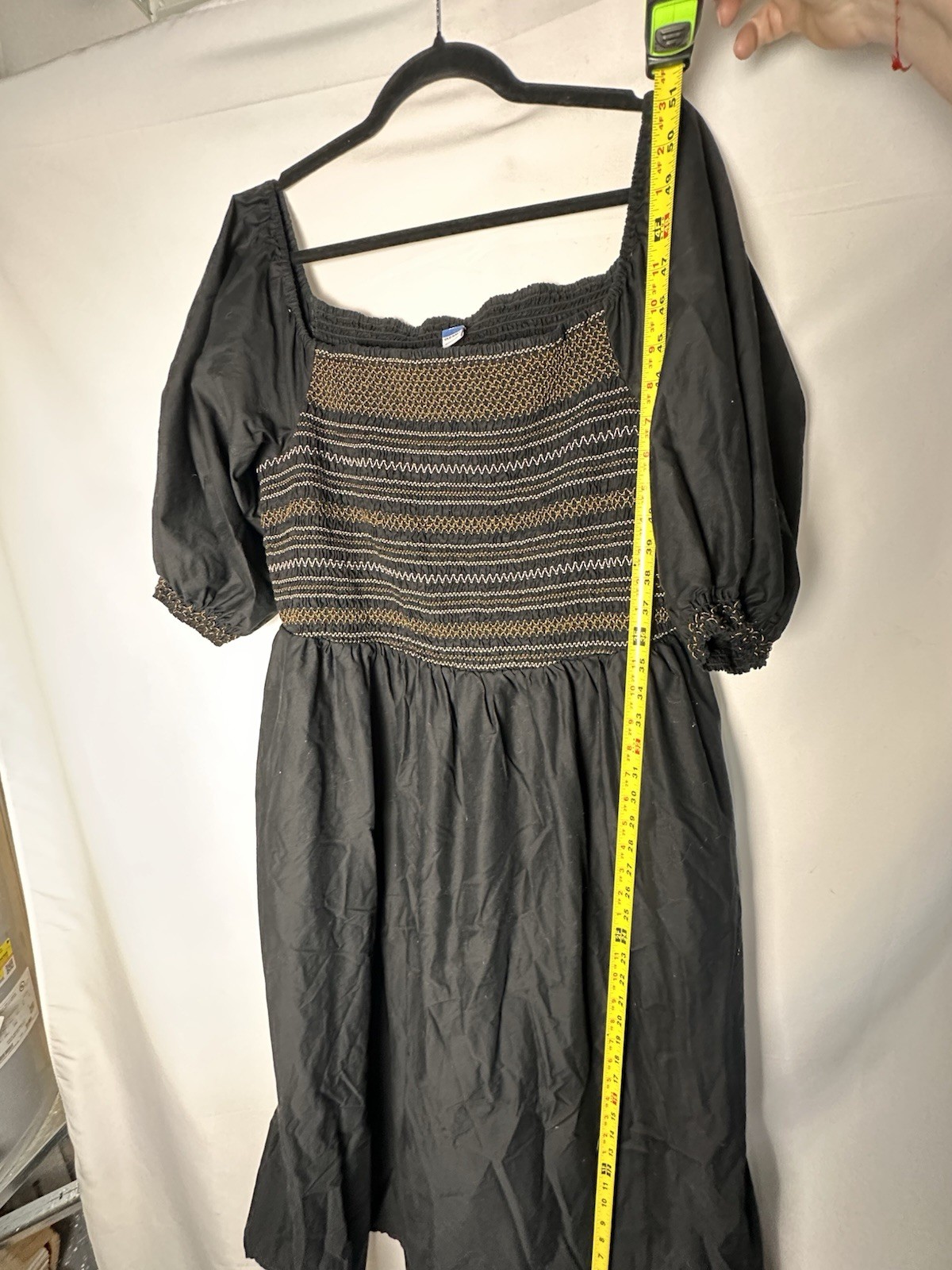 Old Navy Black Brown Smocked Fit Puff Sleeve Dress Size 2XL Preowned