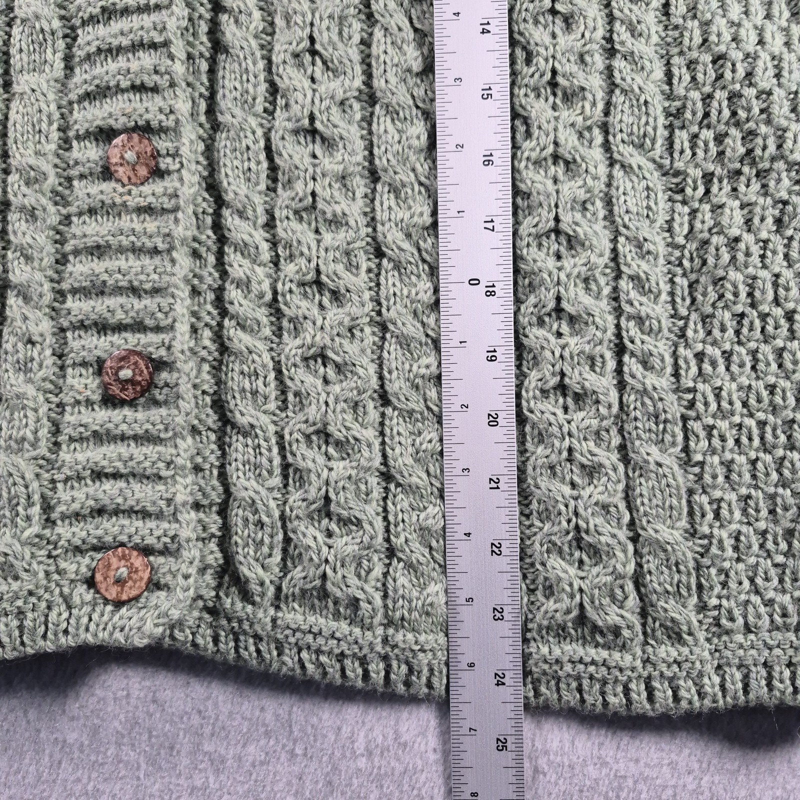 Aran Crafts Irish Merino Wool Cable Knit Cardigan Sweater Green Women’s XL