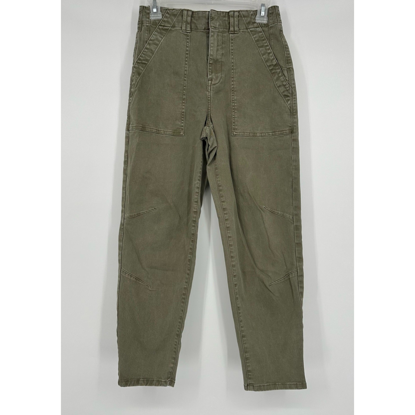 PISTOLA Pamela High Rise Straight Trouser in Dark Olive