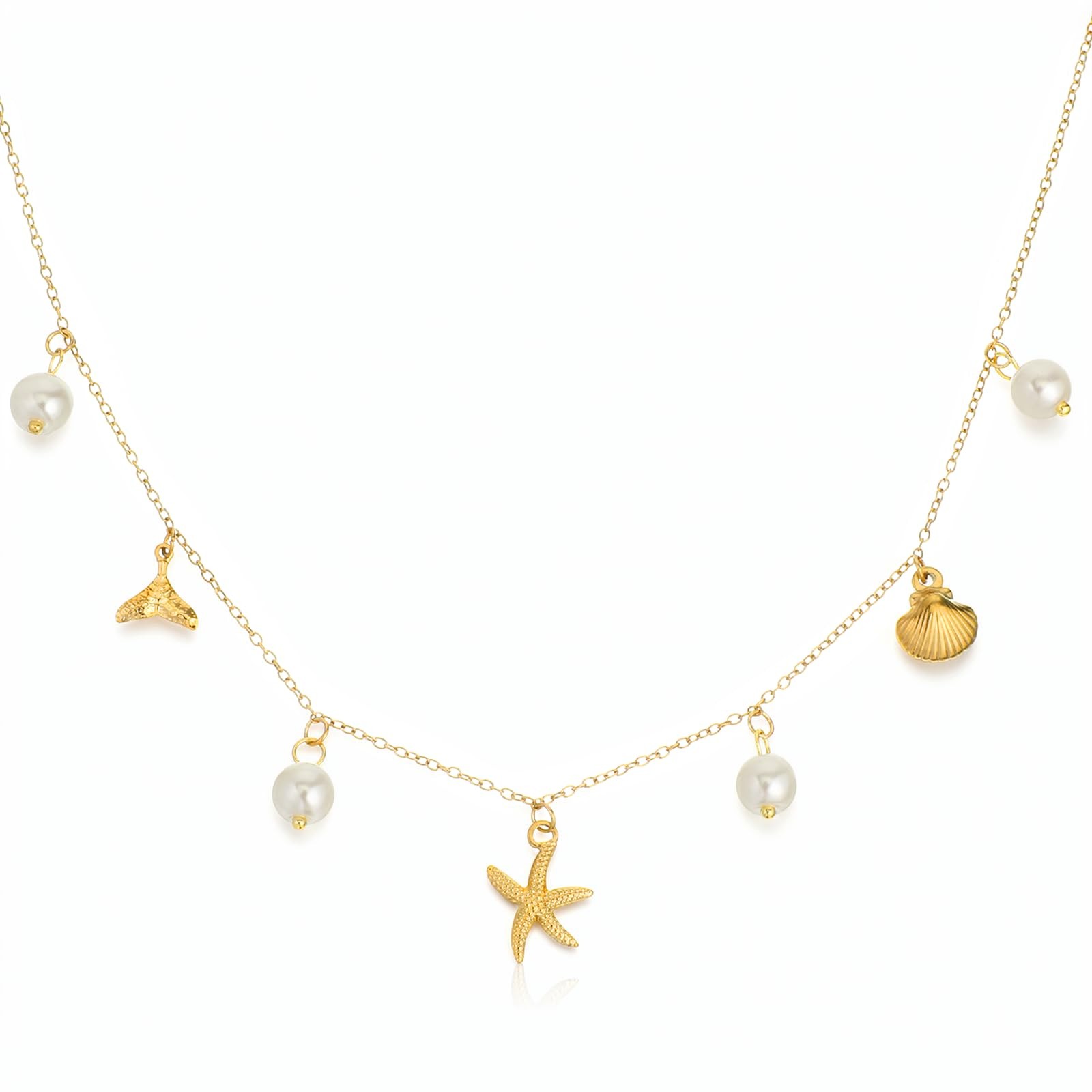 Dplolng Charm Necklace for Women Beachy 50 cm/ 19.7 in (L), Gold