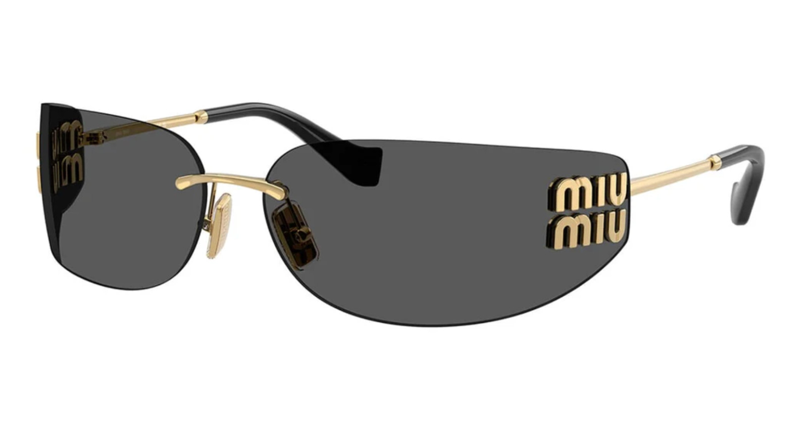 Miu Miu MU A51S 5AK5S0 Unisex Rectangle Sunglasses in Gold with Gray Lens 100%UV
