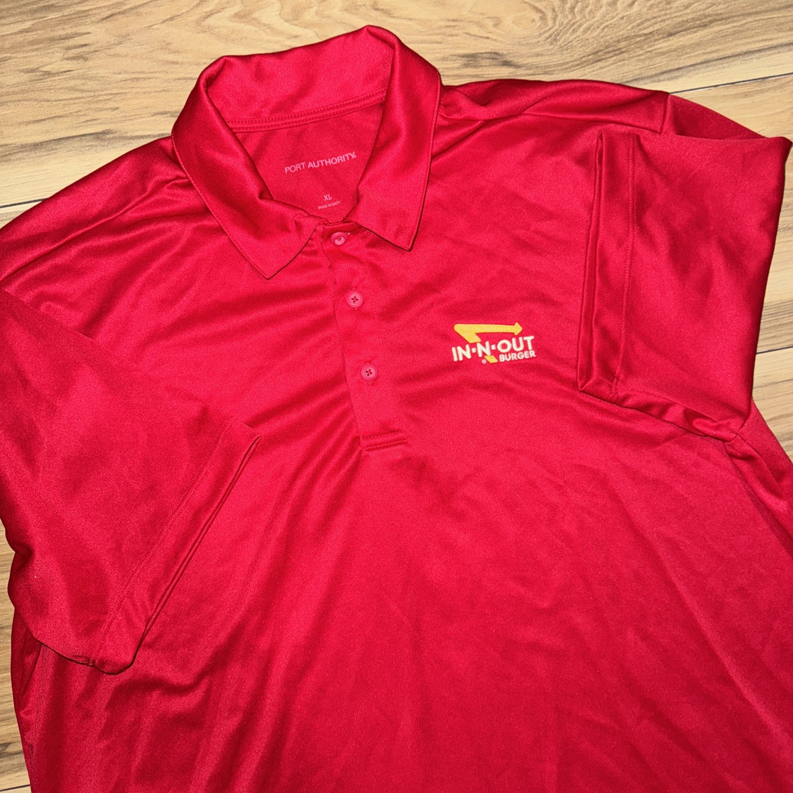 In N Out Burger Men’s Red Polo Shirt Restaurant Cotton Size XL Employee Official