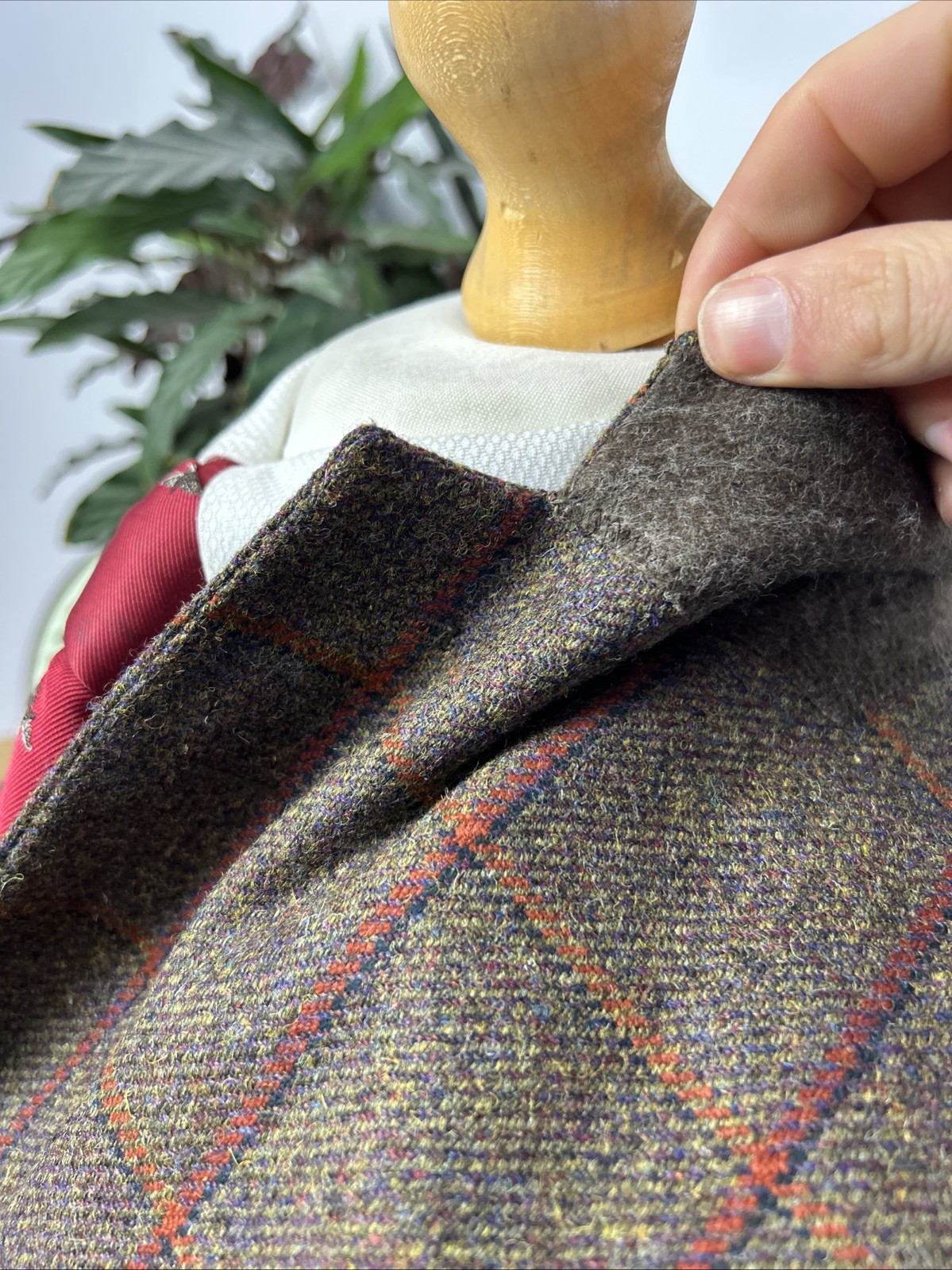 Ede & Ravenscroft 38R Windowpane Tweed English Suit 2 Pairs Trousers Savile Row