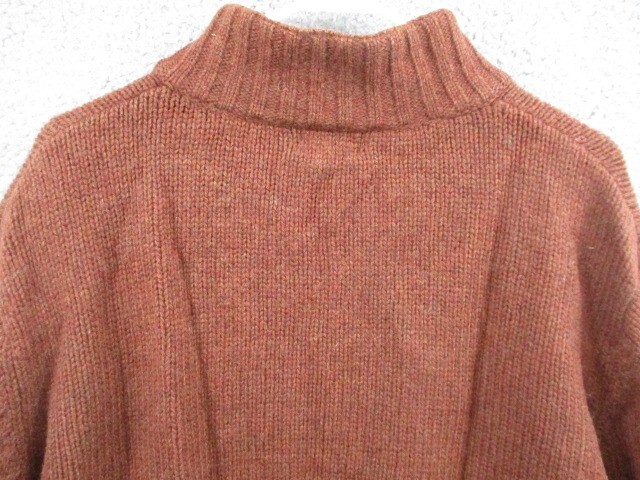 LL BEAN Shetland Wool Pullover Sweater Medium Elbow Patches 1/4 Zip Brown